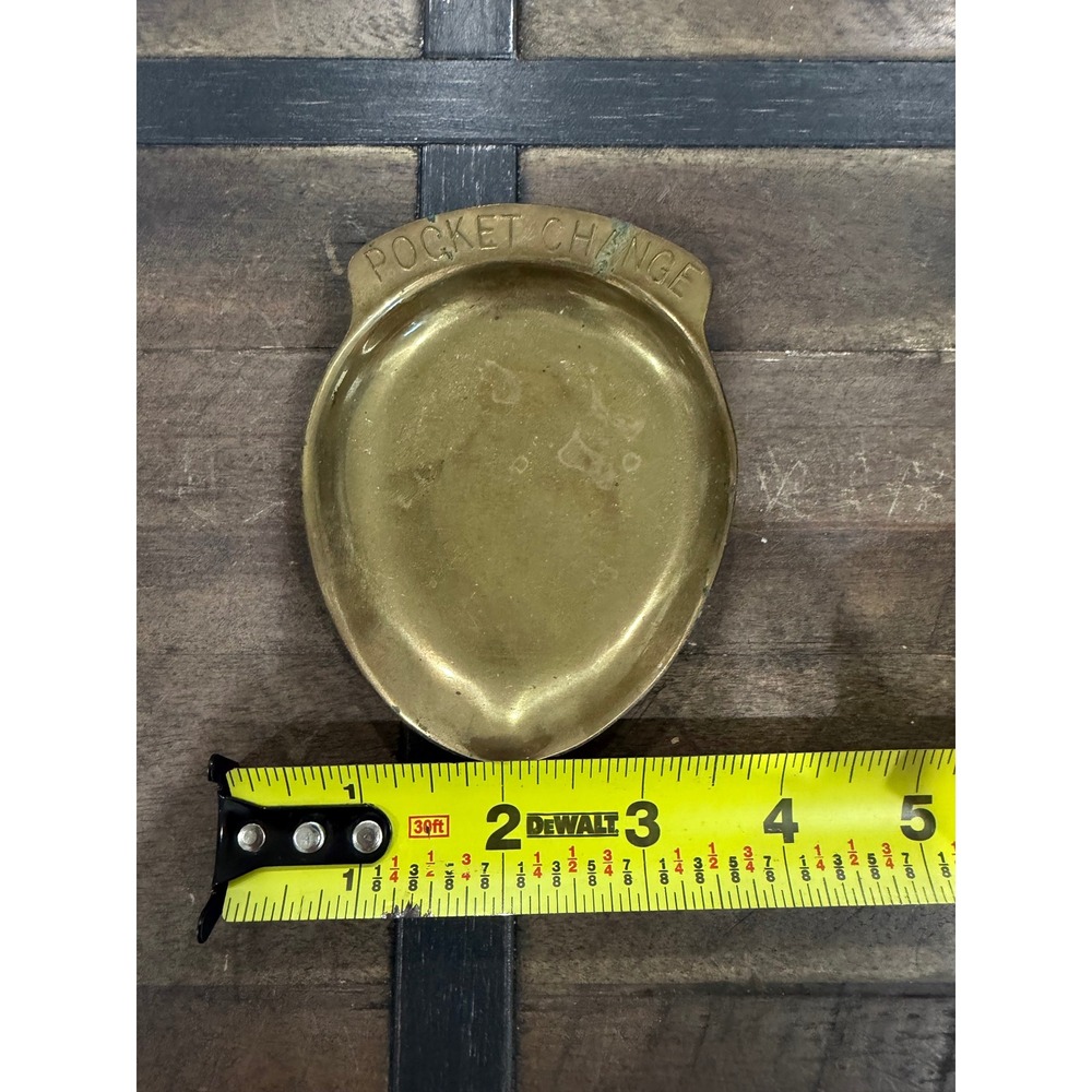 Vintage MSR Imports Solid Brass Pocket Change Valet Tray Catchall Coin Dish 4"